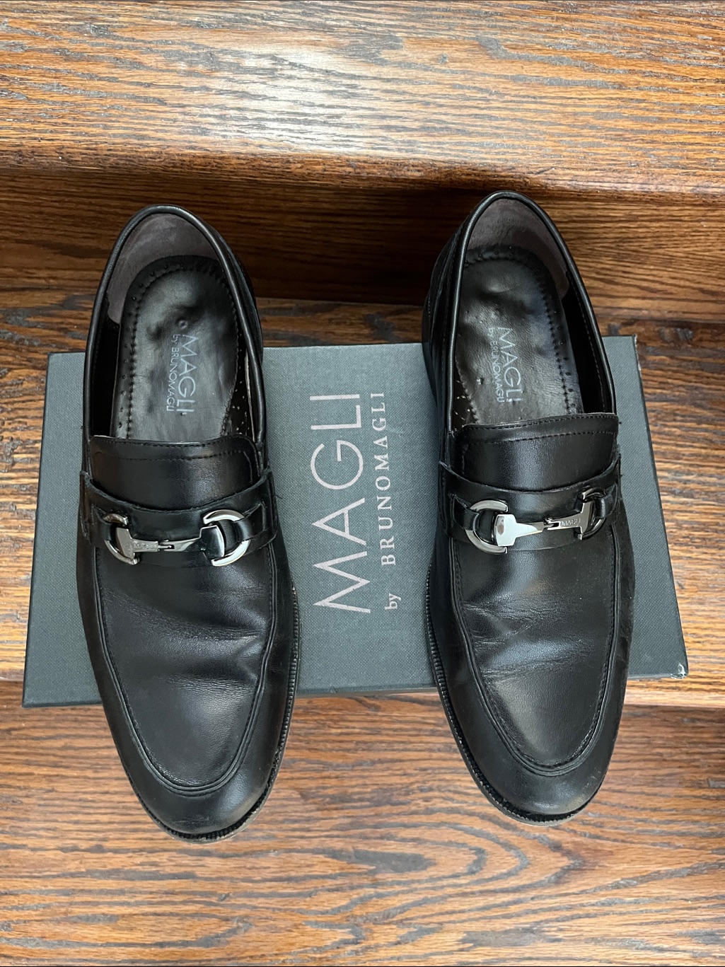 Bruno Magli Black Leather Bit Slip-On Loafers